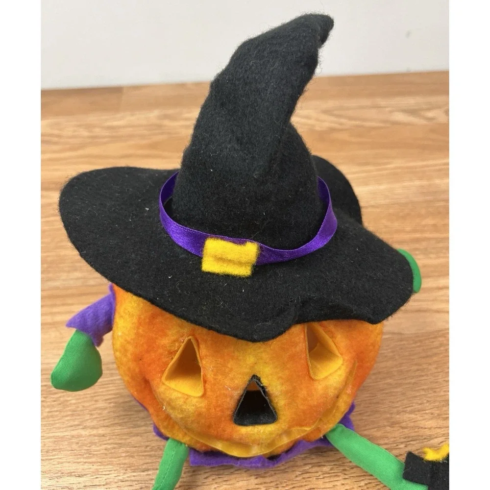 Vintage Fiber Optics Light Up Jack O Lantern Pumpkin Witch Halloween